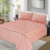 PEACH FLOWER Bedsheet Set 3 Pcs BS#120(Premium)