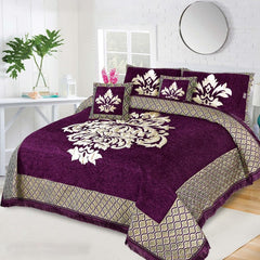 JACQUARD VELVET BED SHEET ( PURPLE ) - 5 PCS