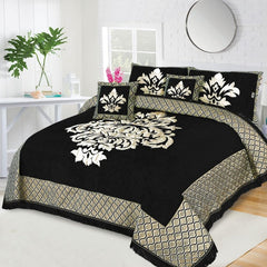 JACQUARD VELVET BED SHEET ( BLACK ) - 5 PCS