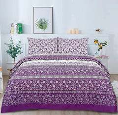 Bluish Flower Bedsheet Set 3 Pcs BS#1080 (Premium)