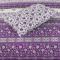 Bluish Flower Bedsheet Set 3 Pcs BS#1080 (Premium)