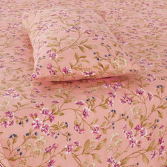 PEACH FLOWER Bedsheet Set 3 Pcs BS#120(Premium)