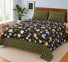 BLACK FALORAL BEAUTY KING SIZE 3 PCS SET BS#13 (Premium)