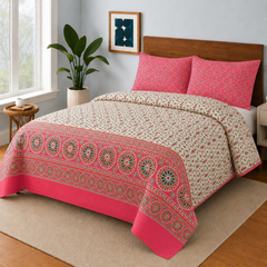 MUSTANG PINK Bedsheet Set 3 Pcs BS#170 (Premium)