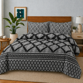 Black Leaves Bedsheet Set 3 Pcs BS#111 (Premium)