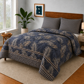 Plam Leaves Bedsheet Set 3 Pcs BS#1201 (Premium)