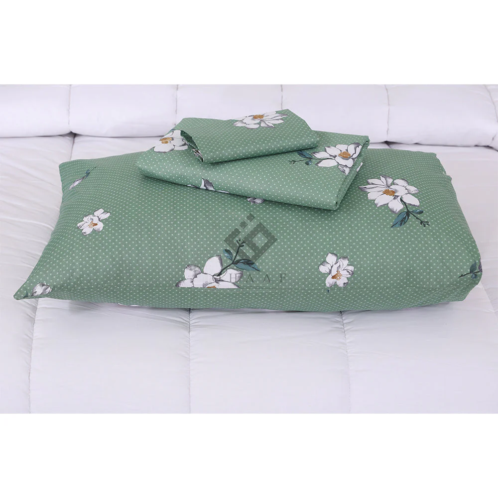 LIGHTGREEN WHITE FLOWER    7-PCS  KING SIZE COMFERTER SET  CS#0257
