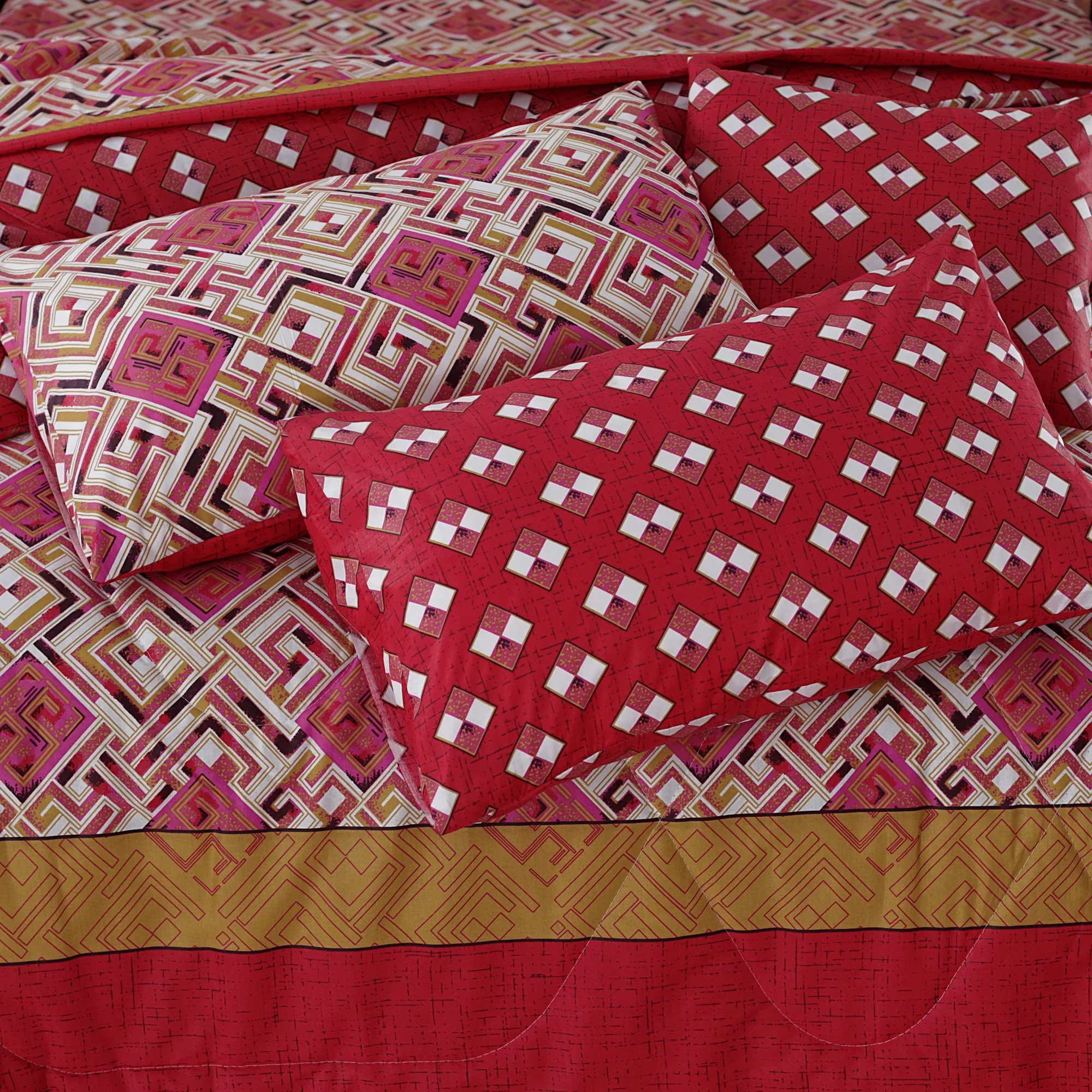 Maroon Garden flower     7-PCS  KING SIZE COMFERTER SET  CS#23232