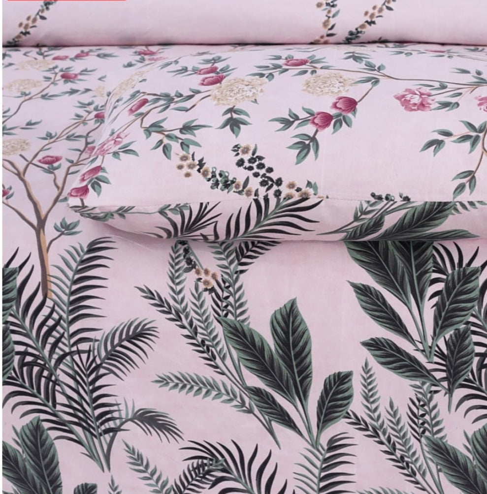 ROSEMARY PINKISH  Bedsheet Set 3 Pcs BS#220 (Premium)