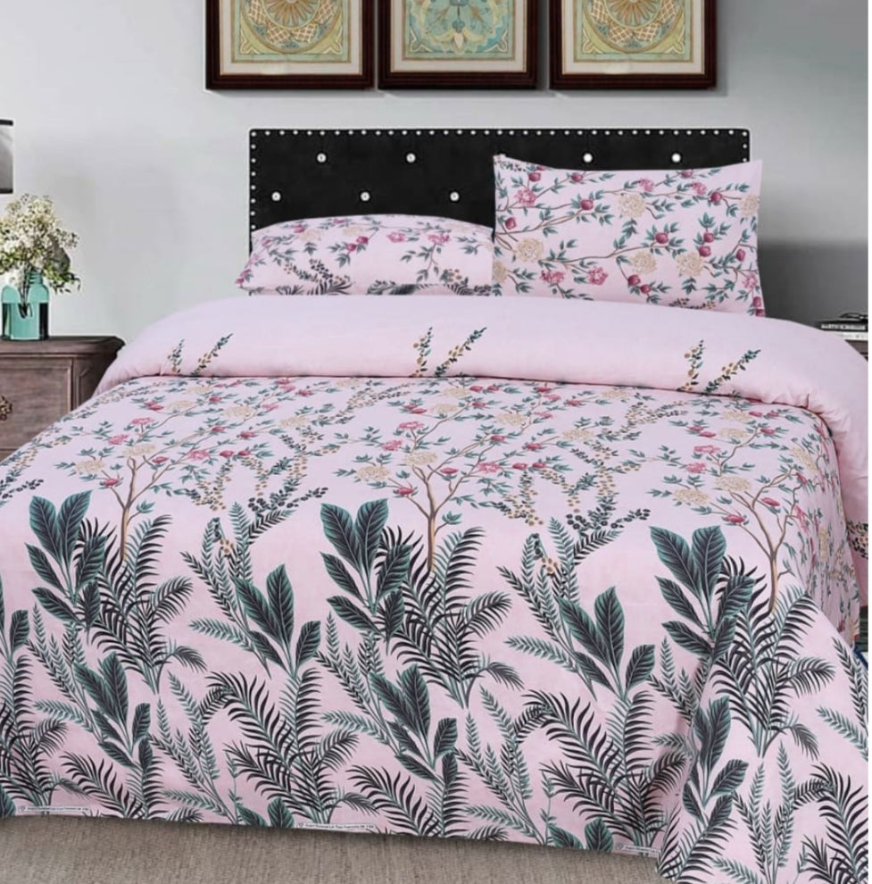 ROSEMARY PINKISH  Bedsheet Set 3 Pcs BS#220 (Premium)
