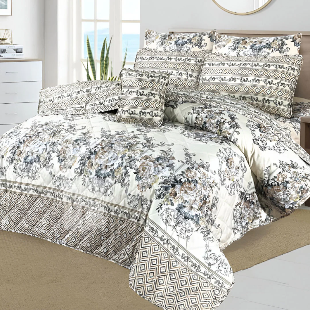 WHITE JASMINE   7-PCS  KING SIZE COMFERTER SET  CS#11640