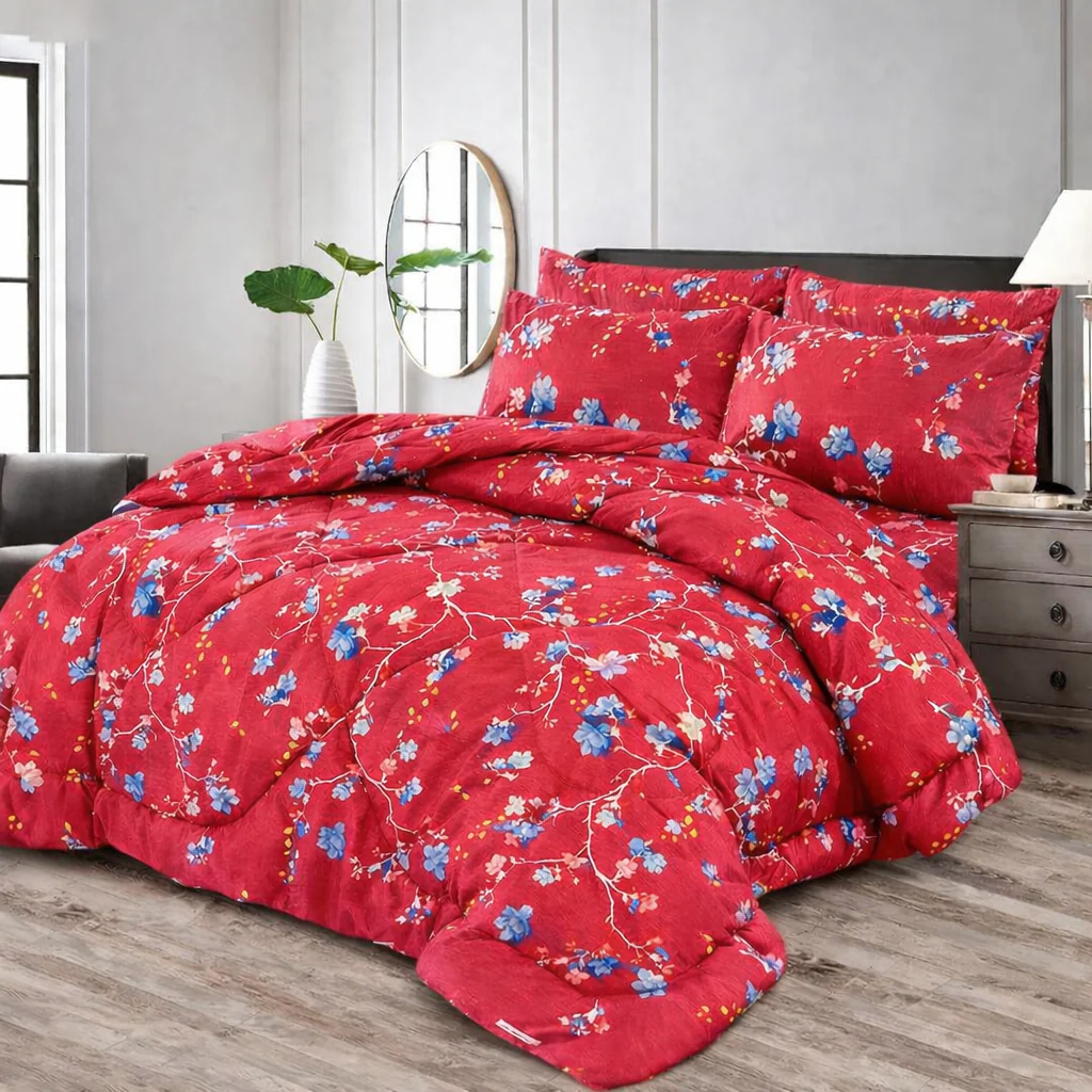 Red Lilly  7-PCS  KING SIZE COMFERTER SET  CS#770