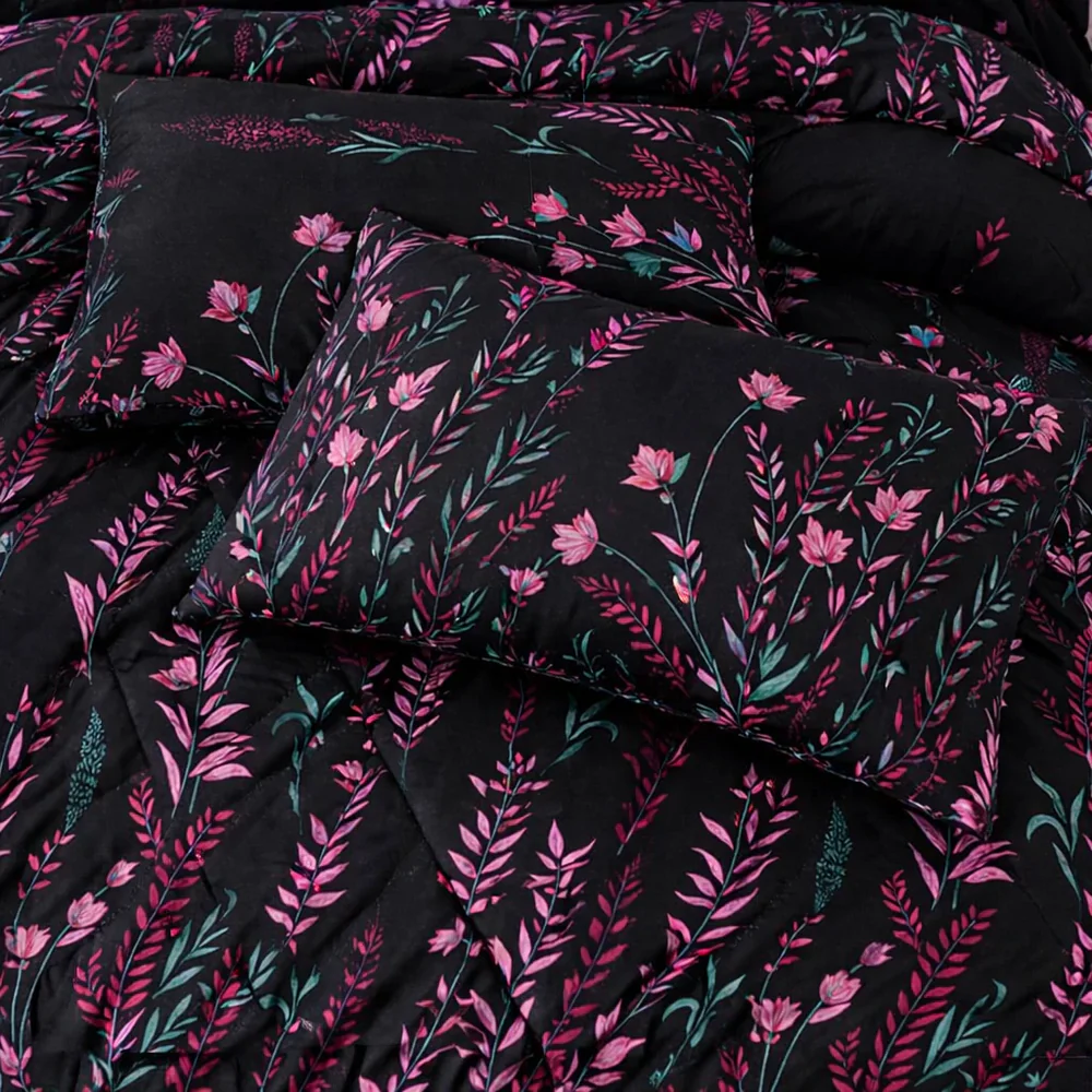 BLACK HOCKS FLOWER  Bedsheet Set 3 Pcs BS#167656 (Premium)