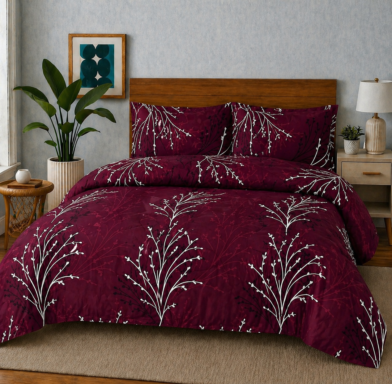 ASTER FLOWER  Bedsheet Set 3 Pcs BS#126090 (Premium)