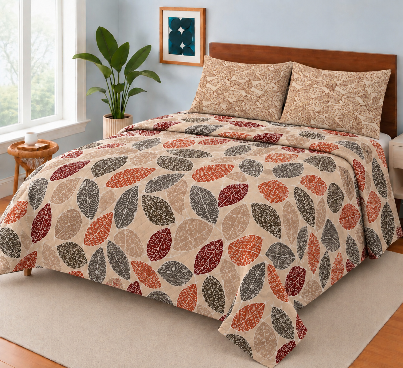LIGHT LEAFSAKIN  BEAUTY  KING SIZE BEDSHEET 3 PCS  SL# 16 (Premium)
