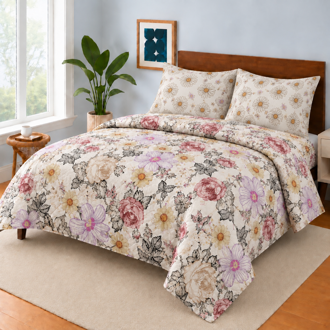 DREAM WHITE  BEAUTY  KING SIZE BEDSHEET 3 PCS  SL# 11 (Premium)