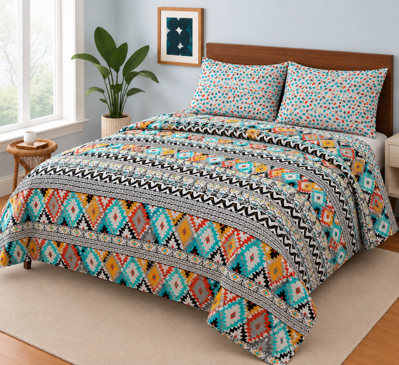 ZIB MULTI   KING SIZE BEDSHEET 3 PCS  SL# 20 (Premium)