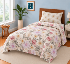 DREAM WHITE  FLOWERS SINGLE  BESHEET 2 PCS  SET -PC 11 (Premium)