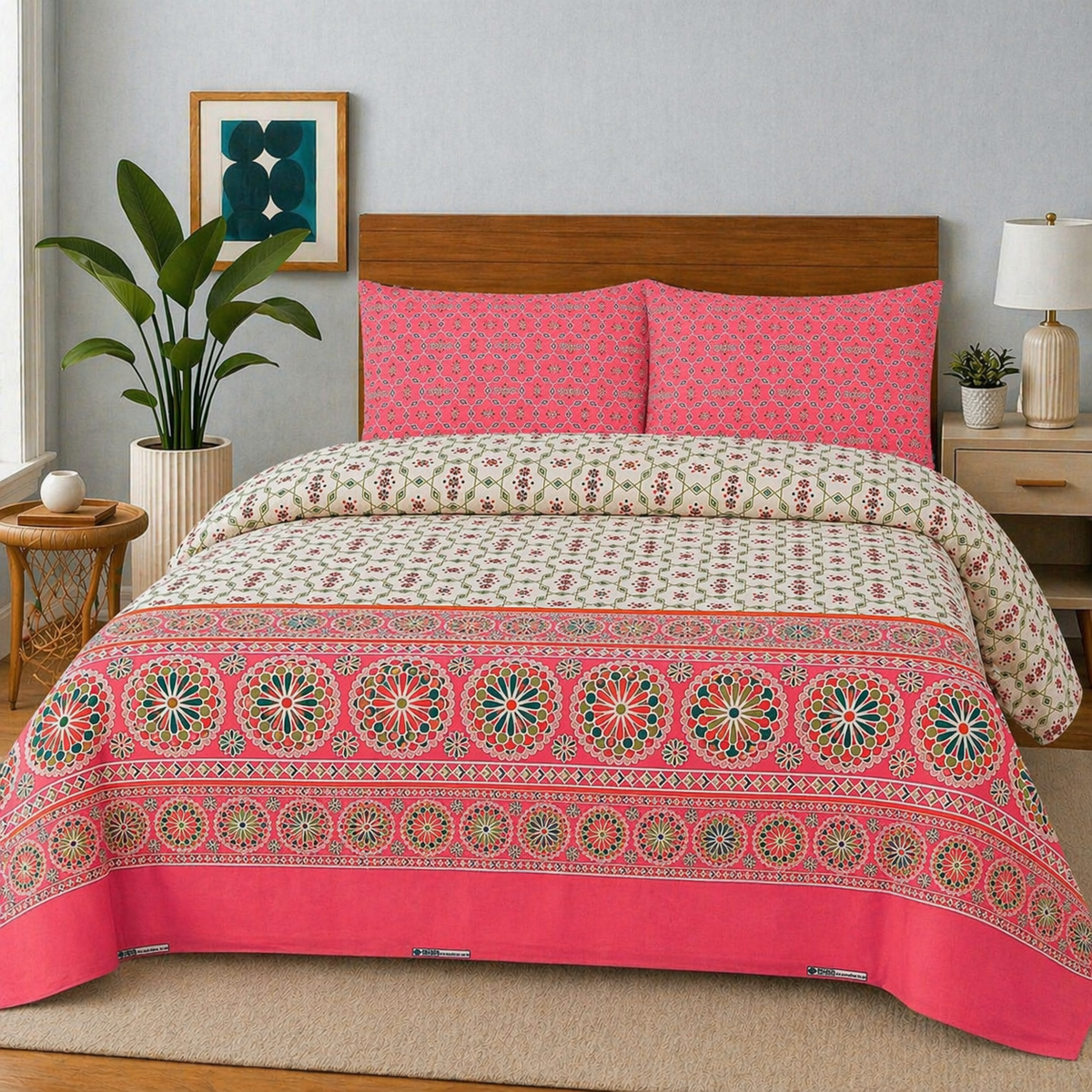 MUSTANG PINK Bedsheet Set 3 Pcs BS#170 (Premium)