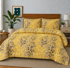 Yellow Beauty Bedsheet Set 3 Pcs BS#115 (Premium)