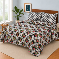 GRACE WHITEBLACK  KING SIZE BEDSHEET 3 PCS  SL# 18 (Premium)