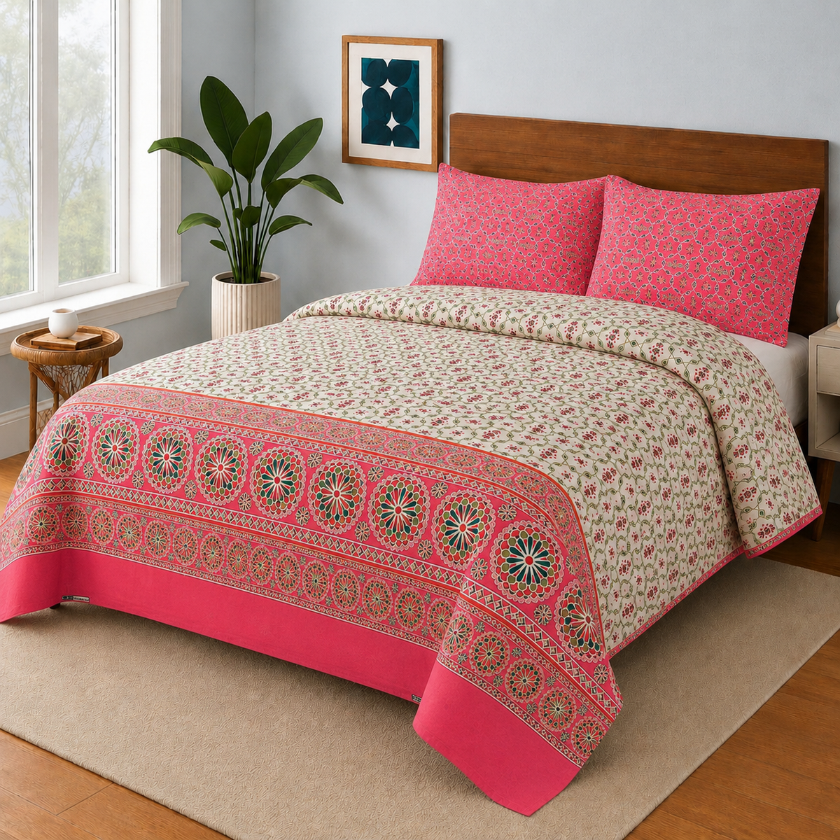 MUSTANG PINK Bedsheet Set 3 Pcs BS#170 (Premium)