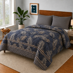 Plam Leaves  Bedsheet Set 3 Pcs BS#1201 (Premium)
