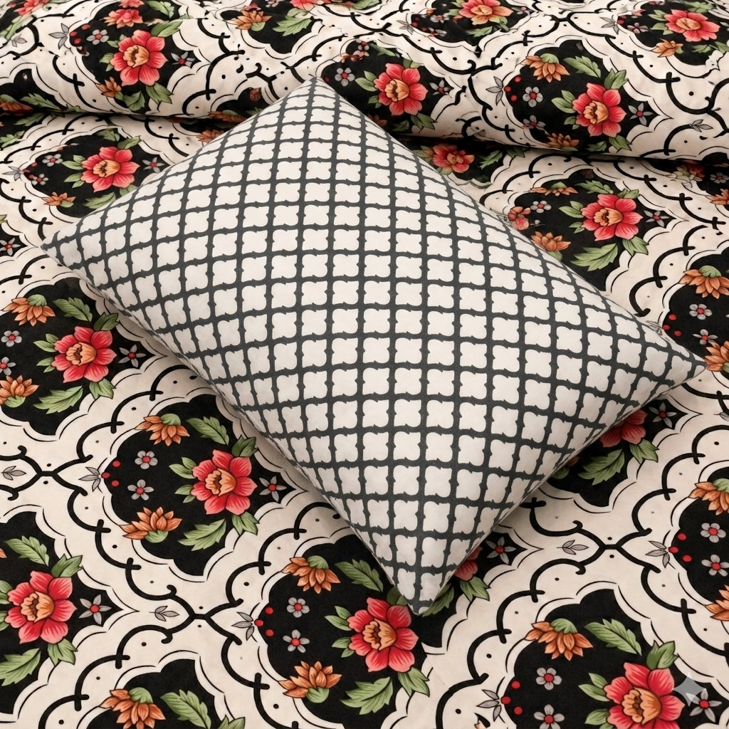 GRACE WHITEBLACK SINGLE BESHEET 2 PCS  SET  -PC 18 (Premium)